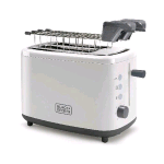 BLACK & DECKER TOSTAPANE 2 FETTE 820W CON PINZE 7 GRADAZIONI DI TOSTATURA VASSOIO RACCOGLIBRICIOLE BIANCO