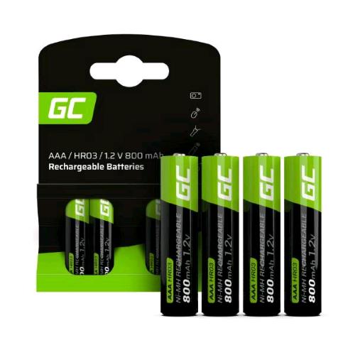 GREEN CELL GR04 BATTERIE RICARICABILI AAA MINI STILO HR03 1.2 V 800mAh CONF 4 Pz.