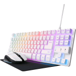 TRUST GXT794 W 3 in 1 TASTIERA COMPACT KTL GAMING QWERTY MOUSE WIRELESS 800-4800 DPI TAPPETINO GAMER BIANCO NERO