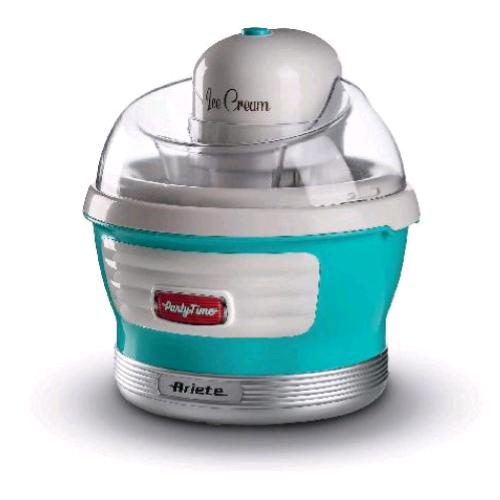 ARIETE ICE CREAM MAKER PARTY TIME GELATIERA 12W CESTELLO REFRIGERANTE DOPPIO ISOLAMENTO CAPACITA' 1.5 LT CELESTE