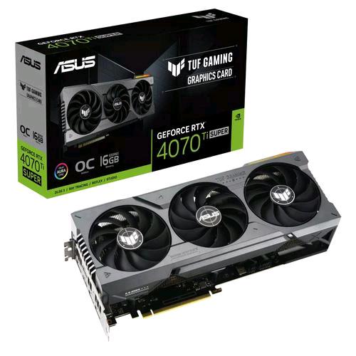 ASUS TUF GAMING TUF-RTX4070TIS-O16G-GAMING NVIDIA GEFORCE RTX 4070 Ti SUPER 16GB GDDR6X TRIPLE FAN PCI Express 4.0 2 x HDMI 3 x DISPLAYPORT