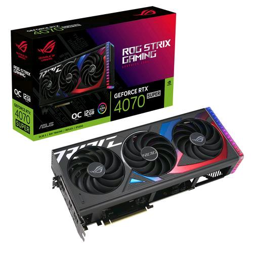 ASUS ROG -STRIX-RTX4070S-O12G-GAMING NVIDIA GEFORCE RTX 4070 SUPER 12 GB GDDR6X TRIPLE FAN PCI Express 4.0 2 x HDMI 3 x DISPLAYPORT