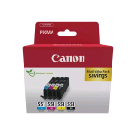 CANON CLI-551 MULTIPACK 4 CONFEZIONE DA 7 ML NERO, GIALLO, CIANO, MAGENTA PER MAXIFY MG6650; PIXMA iP8750, iX6850, MG5550, MG5650, MG6650, MG7550, MX725; PIXUS MG7550
