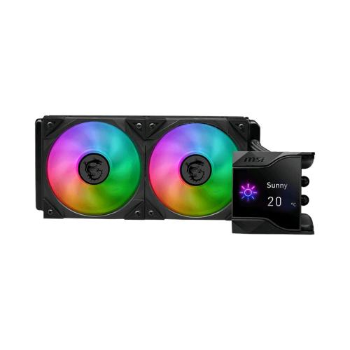 MSI MPG CORELIQUID D240 DISSIPATORE A LIQUIDO PER CPU DUE VENTOLE ARGB LIGHTNING DA 120mm DISPLAY DA 2.4" LGA 1700/1200/1156/1155/1151/1150LGA 2066/2011-3/2011, AMD AM5 / AM4 TR4 / sTRX4