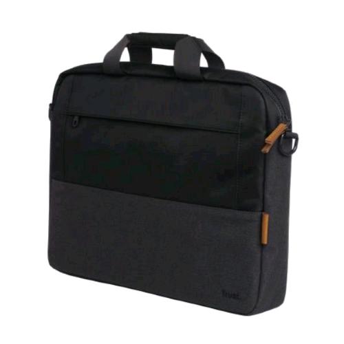 TRUST LISBOA BORSA PER NOTEBOOK FINO A 16" REALIZZATA CON MATERIALE RICICLATO SCOMPARTI IMBOTTITI TRACOLLA AGGANCIO PER TROLLEY NERO