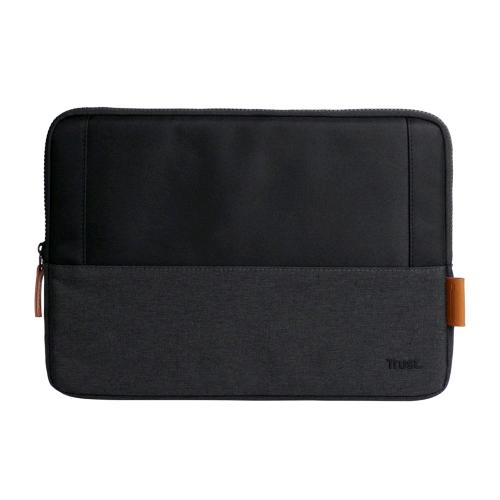 TRUST LISBOA CUSTODIA PER NOTEBOOK FINO A 13.3" REALIZZATA CON MATERIALE RICICLATO SCOMPARTI IMBOTTITI NERO