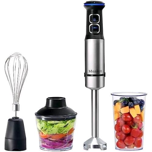 BLACK E DECKER BXHBA1200E FRULLATORE A IMMERSIONE 1200W 20 VELOCITA' LAME IN ACCIAIO SET COMPLETO DI ACCESSORI NERO TRASPARENTE