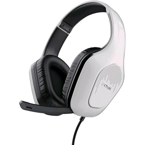 TRUST GXT 415PS ZIROX CUFFIE GAMING CON MICROFONO OVER-EAR PS5 DRIVER 50mm JACK 3.5mm ARCHETTO REGOLABILE MULTIPIATTAFORMA BIANCO