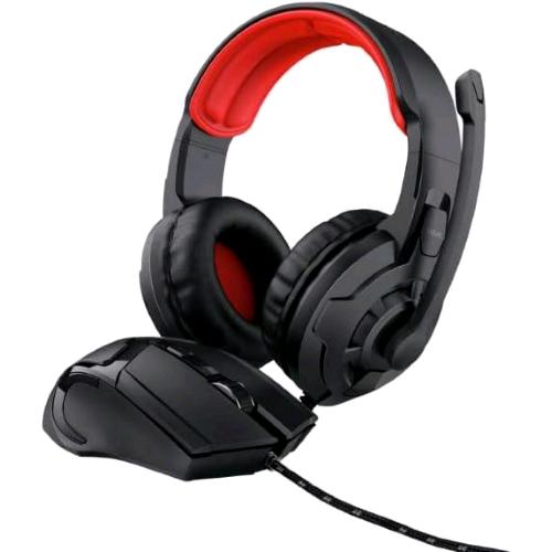 TRUST KIT BASICS GAMING CUFFIE GAMING CON MICROFONO + MOUSE GAMING NERO