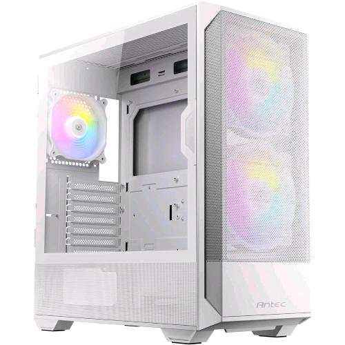 ANTEC NX416L ARGB CASE MIDI TOWER PANNELLO FRONTALE IN RETE AD ALTO FLUSSO D'ARIA 2 VENTOLE ARGB DA 160mm FRONTALI 1 ARGB DA 120mm POSTERIORE PANNELLO LATERALE IN VETRO TEMPERATO ATX/ITX/mATX BIANCO
