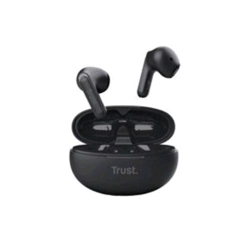 TRUST YAVI AURICOLARI BLUETOOTH WIRELESS CON 2 MICROFONI ENC CON CANCELLAZIONE DEL RUMORE CUSTODIA DI RICARICA NERO