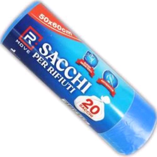 RMOVE ROTOLO A STRAPPO DA 20 SACCHI RIFIUTI 50X60 CM BLU