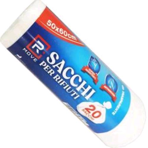 RMOVE ROTOLO A STRAPPO DA 20 SACCHI RIFIUTI 50X60 CM TRASPARENTE