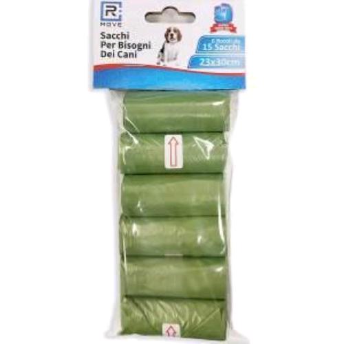 RMOVE ROTOLO A STRAPPO DA 15 SACCHI RIFIUTI ANIMALI VERDE CONF 6 Pz.
