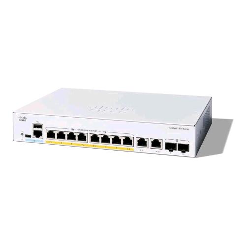 CISCO CATALYST 1300-8P-E-2G SWITCH GESTITO L3 8 x 10/100/1000 (PoE+) + 2 x combo Gigabit SFP/RJ-45 PoE+ (60 W) MONTABILE SU RACK