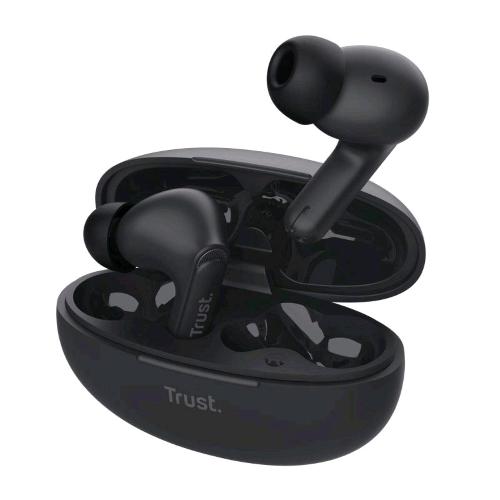 TRUST YAVI AURICOLARI TRUE WIRELESS STEREO (TWS) BLUETOOTH IN-EAR ENC CANCELLAZIONE DEL RUMORE MUSICA E CHIAMATE USB-C NERO