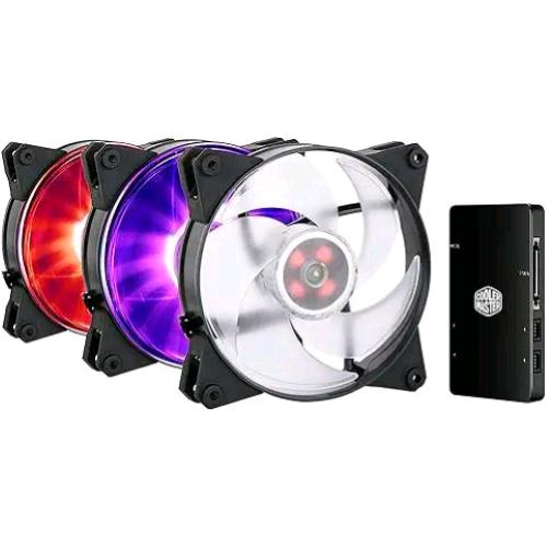 COOLER MASTER MASTERFAN PRO 140 AIR PRESSURE RGB PACK KIT 3 VENTOLE RGB 140mm + CONTROLLER RGB NERO