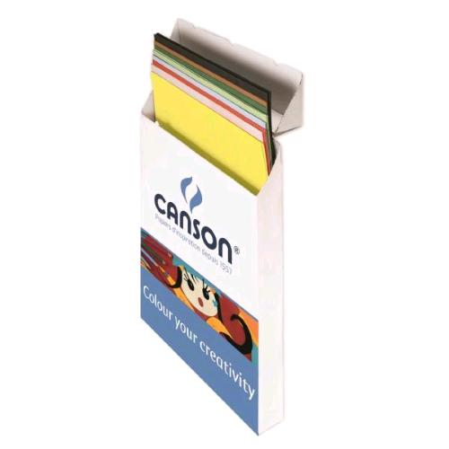 CANSON COLORLINE CARTONCINI COLORATI 50X70 mm 220 GR BOX IN CARTONE COLORI ASSORTITI CONF 200 Pz.