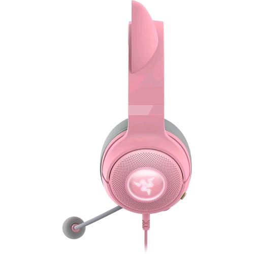 RAZER KRAKEN KITTY V2 CUFFIE RGB CABLATE CON ORECCHIE DA GATTO ILLUMINAZIONE REATTIVA ALLO STREAMING MICROFONO CARDIOIDE HYPERCLEAR DRIVER TRIFORCE DA 40 mm ROSA
