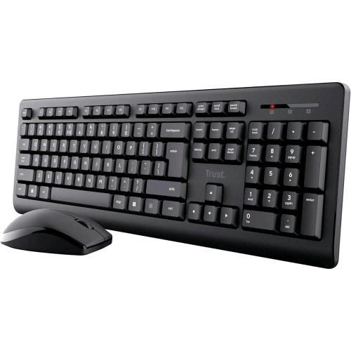 TRUST PRIMO WIRELESS DESKSET SET TASTIERA E MOUSE WIRELESS TASTI A PROFILO RIBASSATO UNICO RICEVITORE USB RESISTENTE AGLI SVERSAMENTI MOUSE AMBIDESTRO QWERTY LAYOUT ITALIANO NERO