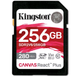 KINGSTON CANVAS REACT PLUS V60 256GB SDXC UHS-II LETTURA 280 MB/s SCRITTURA 150 MB/s U3 V60 FULL HD/4K