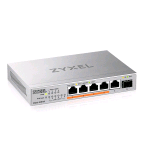 ZYXEL XMG-105HP SWTICH NON GESTITO 5 PORTE 2.5G ETHERNET 100/1000/2500 PoE 70 W 1 PORTA 10GbE SFP+ DESKTOP ARGENTO