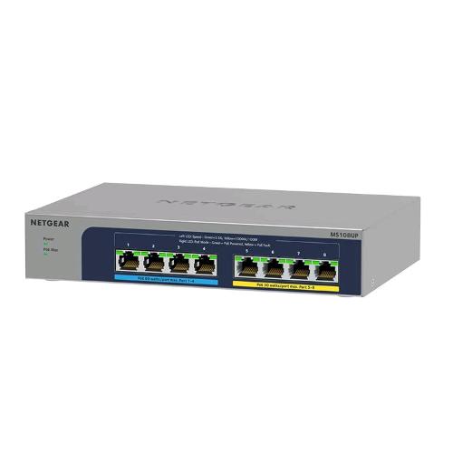 NETGEAR PLUS MS108UP-100EUS SWITCH 8 PORTE 4 x 100/1000/2.5G (PoE++) + 4 x 100/1000/2.5G (PoE+)  PoE++ (230 W) DESKTOP GRIGIO