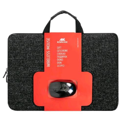 RIVACASE BUNDLE BORSA PER NOTEBOOK DA 15.6" IN POLIESTERE 3 SCOMPARTI CON MOUSE WIRELESS GRIGIO