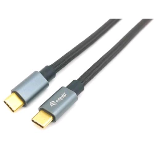 EQUIP CAVO DATI/RICARICA USB-C 3.2 Gen 2 IN TESSUTO MASCHIO/MASCHIO PD 100 W 4K/60Hz, 10Gbps 1 MT GRIGIO/NERO