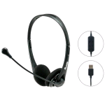 EQUIP CUFFIA STEREO CON MICROFONO USB-A PULSANTE VOLUME E DISATTIVAZIONE AUDIO SUL CAVO 1.8 MT NERO