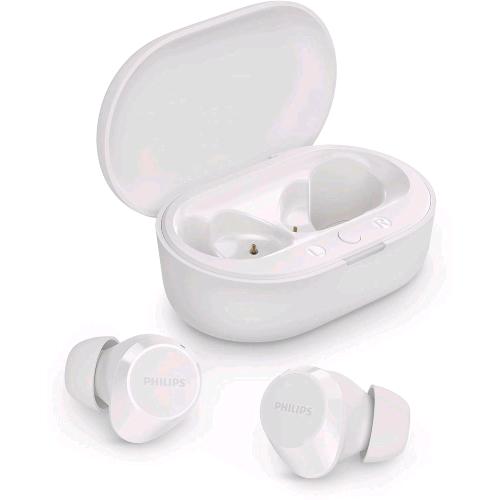 PHILIPS TAT1209WT CUFFIE AURICOLARI BLUETOOTH TRUE WIRELESS AURICOLARI PICCOLI AUDIO NATURALE CON BASSI DINAMICI CANCELLAZIONE DEL RUMORE CHIAMATE CHIARE NITIDE ALLOGGIAMENTO DI RICARICA TASCABILE BIANCO