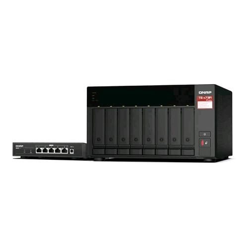 QNAP TS-873A-SW5T KIT QNAP TS-873A SERVER NAS - 8 ALLOGGIAMENTI - SATA 6GB/S - RAID RAID 0, 1, 5, 6, 10, 50, JBOD, 60 - RAM 8 GB - 2.5 GIGABIT ETHERNET + SWITCH QSW-1105-5T 5 PORTE 5 x 10/100/1000/2.5G NERO