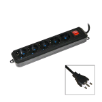 DIGITUS LKMP05LN MULTIPRESA 5 POSTI SCHUKO/BIPASSO ITALIANA 10/16A CON INTERRUTTORE CAVO 1.5 MT SPINA ITALIANA NERO