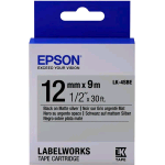EPSON LK-4SBE NASTRO FONDO ARGENTO OPACO TESTO NERO 12mm x 9 MT