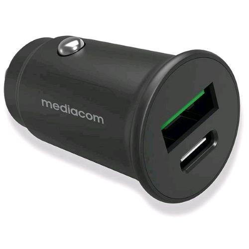 MEDIACOM MD-A170 CARICABATTERIA DA AUTO FAST CHARGER 27 W 1 x USB-A 1 x USB-C NERO