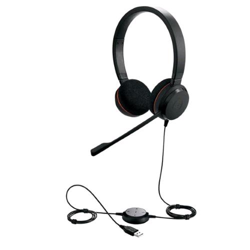 JABRA EVOLVE 20 UC STEREO CUFFIE CON MICROFONO OVER EAR USB CANCELLAZIONE DEL RUMORE COMANDI SU FILO NERO