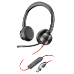 HP POLY BW 8225 STEREO -M USB-C HS +USB-C/A CUFFIE STEREO CON MICROFONO CANCELLAZIONE DEL RUMORE ATTIVA USB-A/C CERTIFICATE MICROSOFT TEAMS