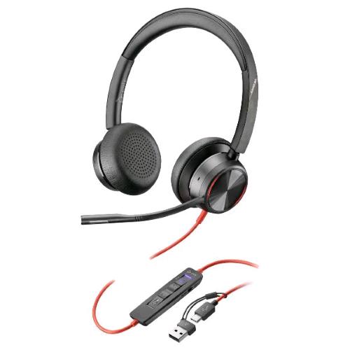 HP POLY BW 8225 STEREO -M USB-C HS +USB-C/A CUFFIE STEREO CON MICROFONO CANCELLAZIONE DEL RUMORE ATTIVA USB-A/C CERTIFICATE MICROSOFT TEAMS