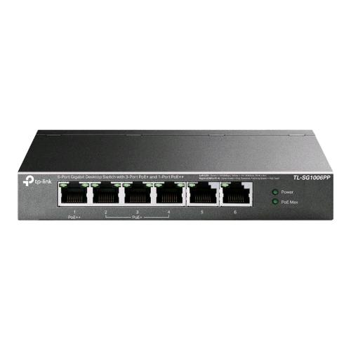 TP-LINK TL-SG1006PP V1 SWITCH NON GESTITO - 1 x 10/100/1000 (PoE++) + 3 x 10/100/1000 (PoE+) + 2 x 10/100/1000 - PoE++ (64 W) DESKTOP