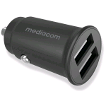 MEDIACOM MD-A160 MD CAR CHARGER CARICABATTERIE DA AUTO 2 USCITE USB 12 W 2.4A 5V NERO 