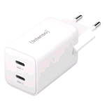INTENSO POWER ADAPTER CARICABATTERIE DA RETE GaN 2 x USB-C PD QUICK CHARGE 4.0 40 W 2 x 20 W BIANCO