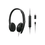 LENOVO CUFFIE VOIP STEREO CON MICROFONO CABLATE USB-C CON ADATTATORE AD USB-A CERTIFICATE TEAMS NERO