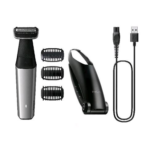 PHILIPS BG5021/15 BODYGROOM RIFINITORE CORPO ED INGUINE WET E DRY TECNOLOGIA 2D CON ACCESSORIO PER LA SCHIENA NERO ARGENTO