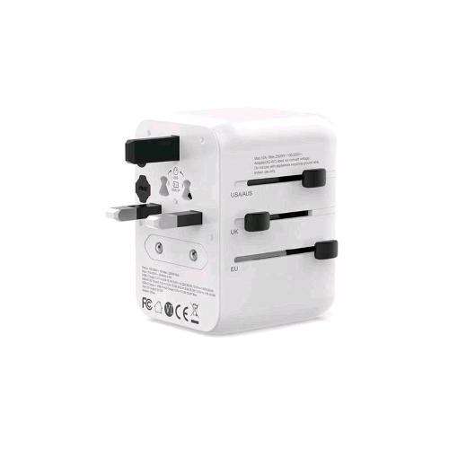 MEDIACOM MD-T101 UNIVERSAL ADAPTER PD 20W ADATTATORE DA VIAGGIO CON FUNZION EPOWER DELIVERY 2 PORTE USB-A 1 PORTA USB-C BIANCO