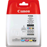 CANON CLI-581 BK/C/M/Y MULTI PACK CONFEZIONE DA 4 INK 5.6 ML NERO GIALLO CIANO MAGENTA PER PIXMA TS6251, TS6350, TS6351, TS705, TS8251 BLISTER CON ALLARME