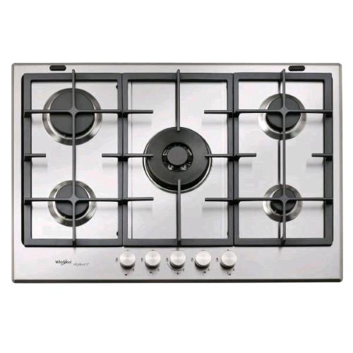 WHIRLPOOL GMR7522/IXL PIANO COTTURA A GAS 5 FUOCHI 75CM PIANO IN ACCIAIO IXELIUM 