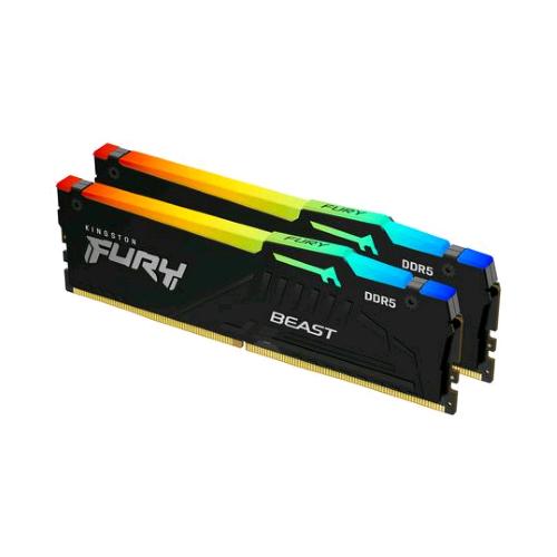 KINGSTON FURY BEAST RGB EXPO BLACK KIT MEMORIA RAM 2x32GB TOT 64GB 5.600MHz TIPOLOGIA DIMM TECNOLOGIA DDR5 CAS 36
