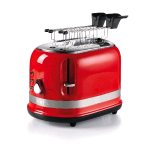 ARIETE 149 MODERNA TOSTAPANE ELETTRICO 800W 2 FETTE CON PINZE CASSETTO RACCOGLI BRICIOLE 6 LIVELLI DI DORATURA FUNZIONE DI SCONGELAMENTO E RISCALDAMENTO ROSSO