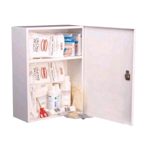MARKIN ARMADIETTO PRONTO SOCCORSO PER 2 PERSONE IN METALLO 405X300X125 mm CON DOTAZIONE STANDARD BIANCO 