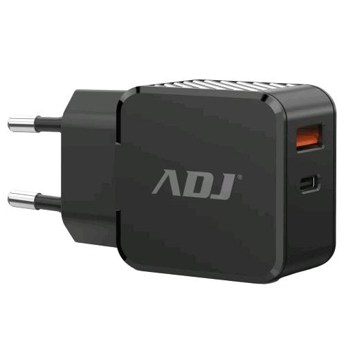 ADJ 110-00115 CARICABATTERIE DA RETE 2 USCITE USB-A 30 FAST CHARGE 1 USB-C PD NERO